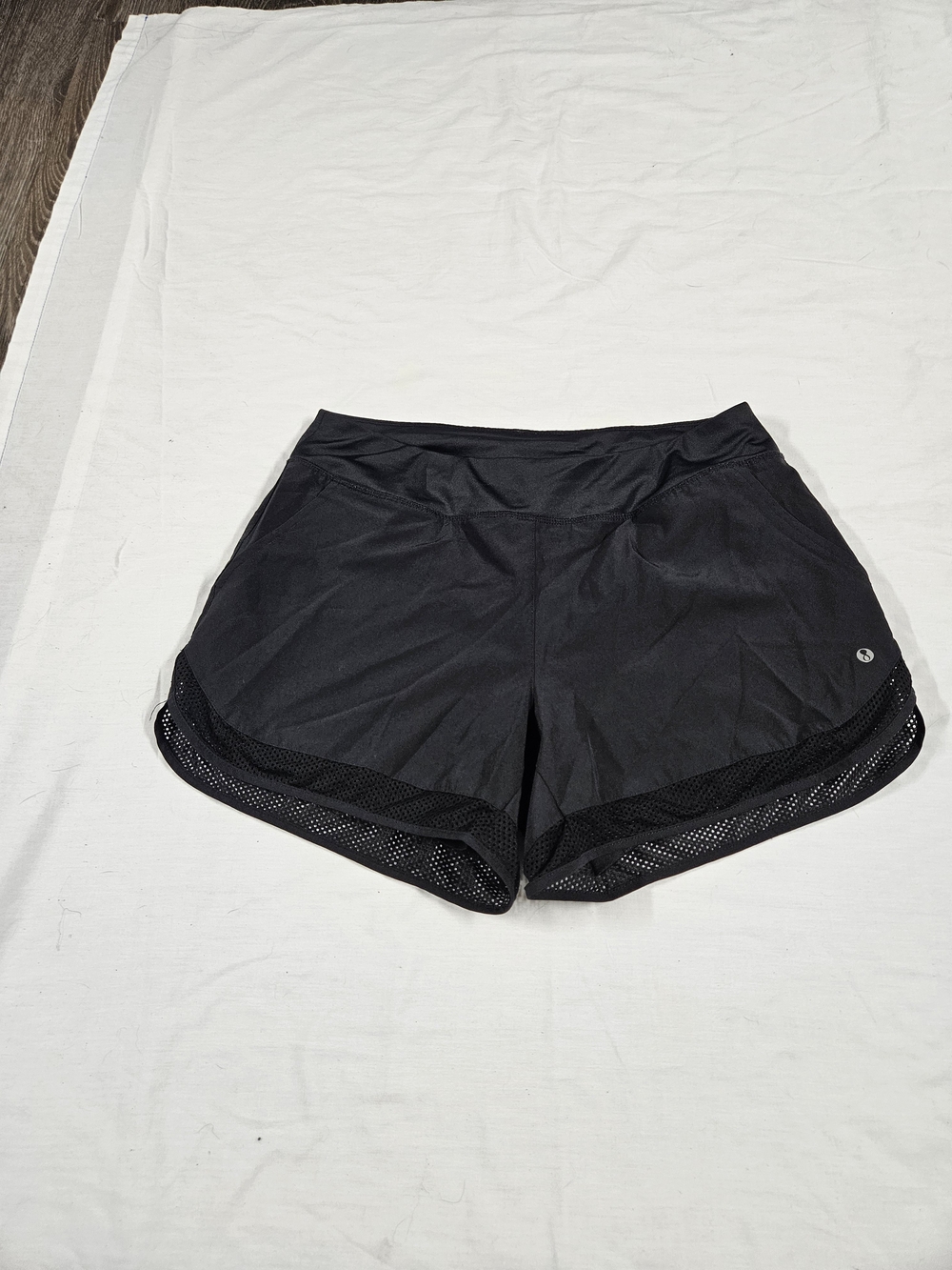 Black Mesh-Trim Athletic Shorts - Women's